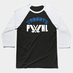 Gradient blue Toronto with white pwhl logo Baseball T-Shirt